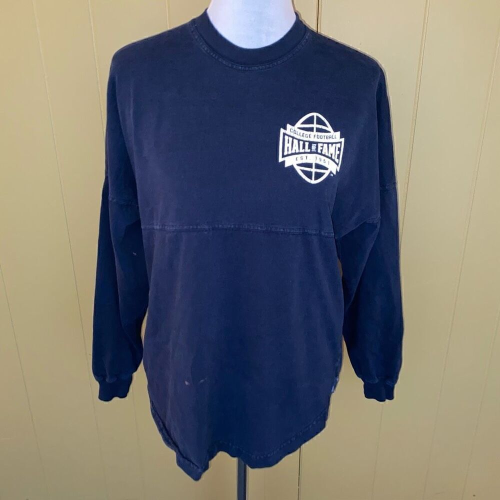 Spirit women XS Crewneck Longsleeve college football hall of fame shirt navy blu